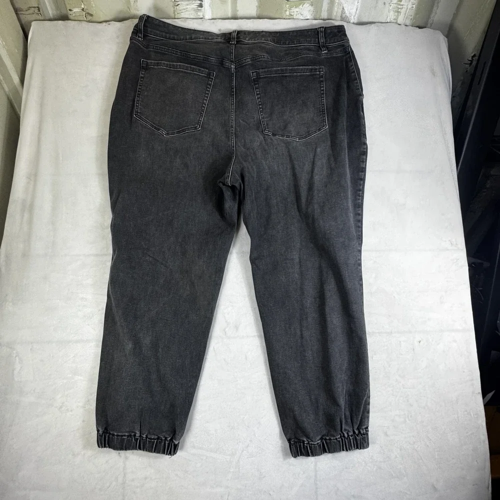 Lane Bryant Womens Boyfriend Jogger Jeans Faded Black Whisker Denim Outdoor 22